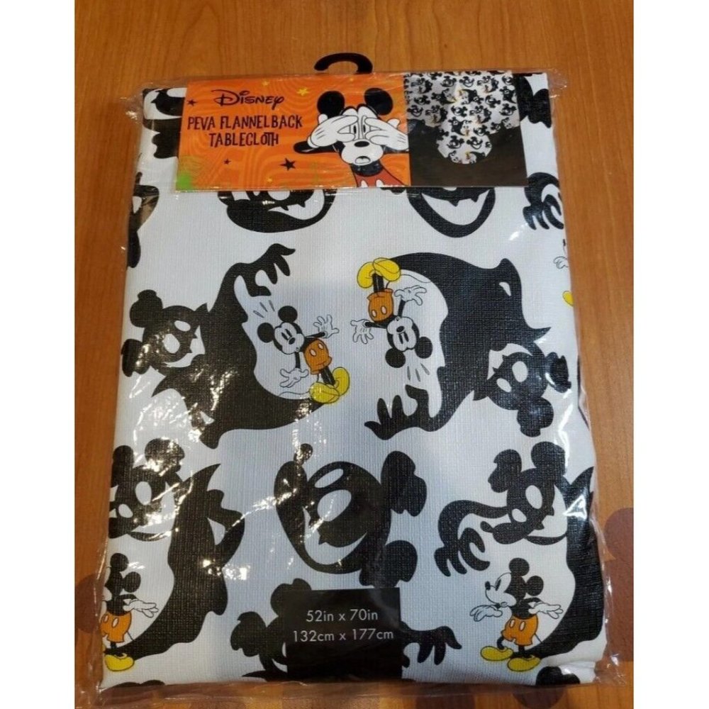 Disney Mickey Mouse Halloween 52x70” Peva Flannelback Tablecloth NIP
